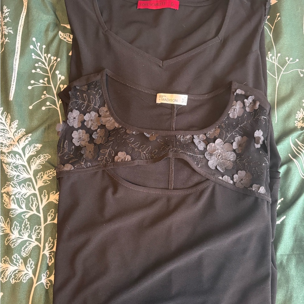 ⭐️4 for $40 ⭐️ Two Boutique Black Tops with Mesh Detail